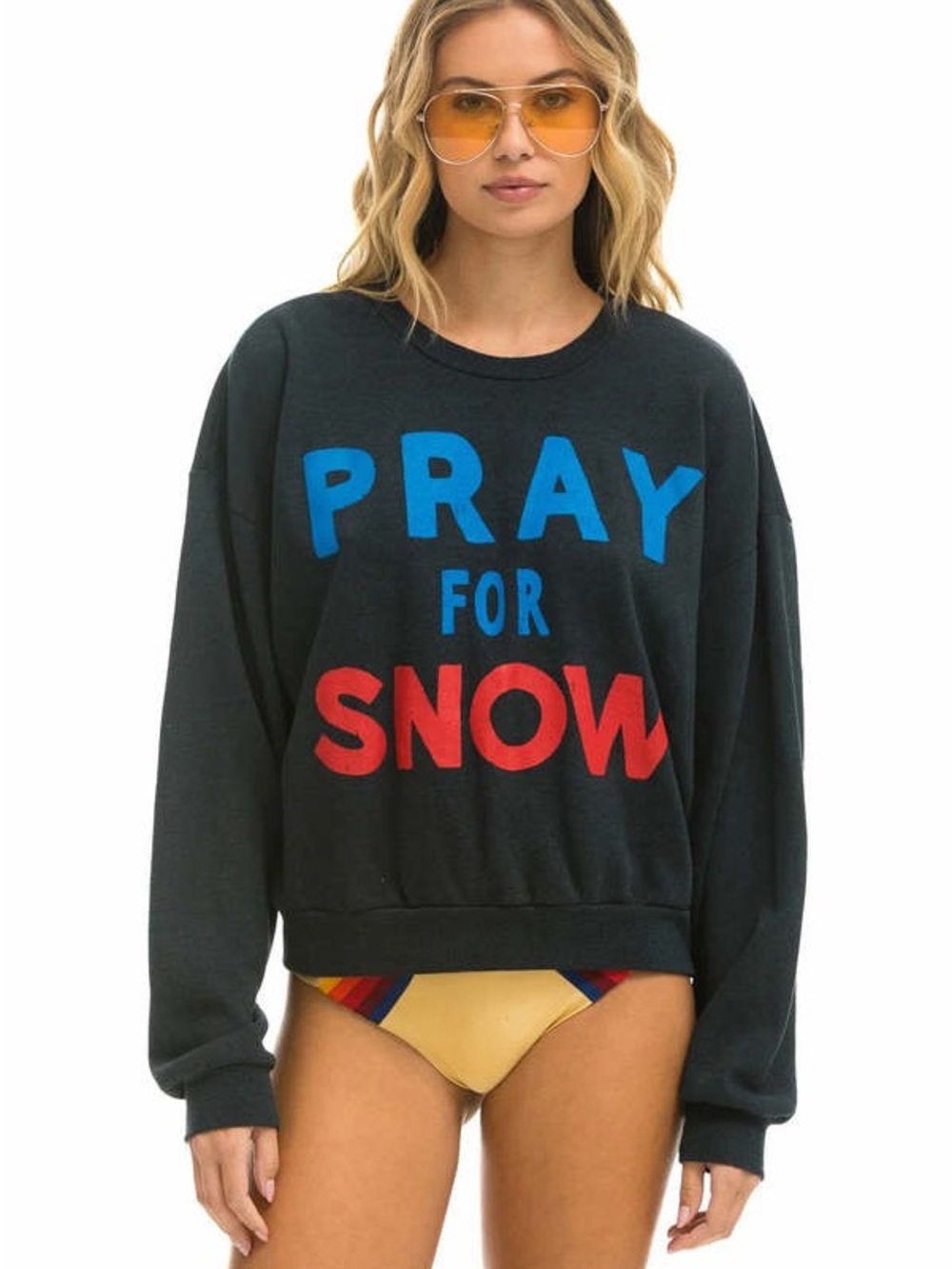Aviator Nation NWT Pray for Snow Relaxed Crew Sweatshirt